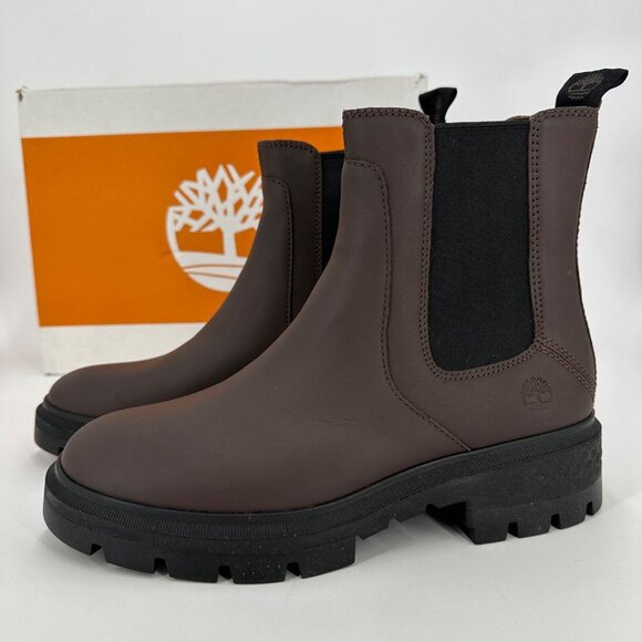 Timberland Women's Cortina Valley Brown Leather Chelsea Boots size 8.5 Lug Sole - Picture 5 of 8